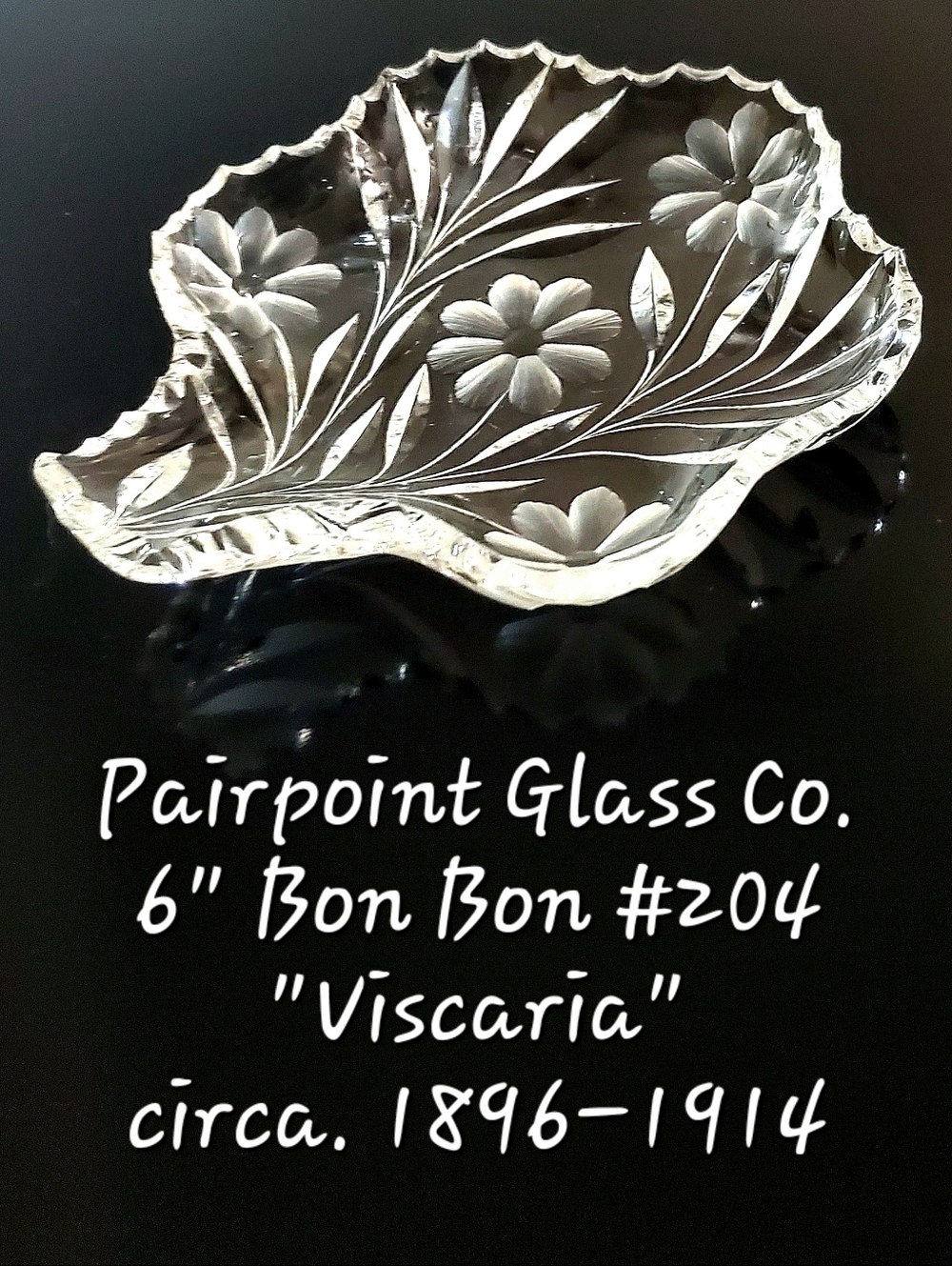 ABP Antique Pairpoint 6" Viscaria Pattern #204 Crystal Bon Bon